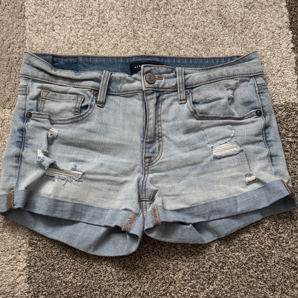Aeropostale Distressed Light Blue Jean Shorts